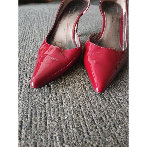 Anne Klein Womens 6.5 Dark Ruby Red Pointed toe D'orsay Stiletto Heels Classic - Picture 3 of 7